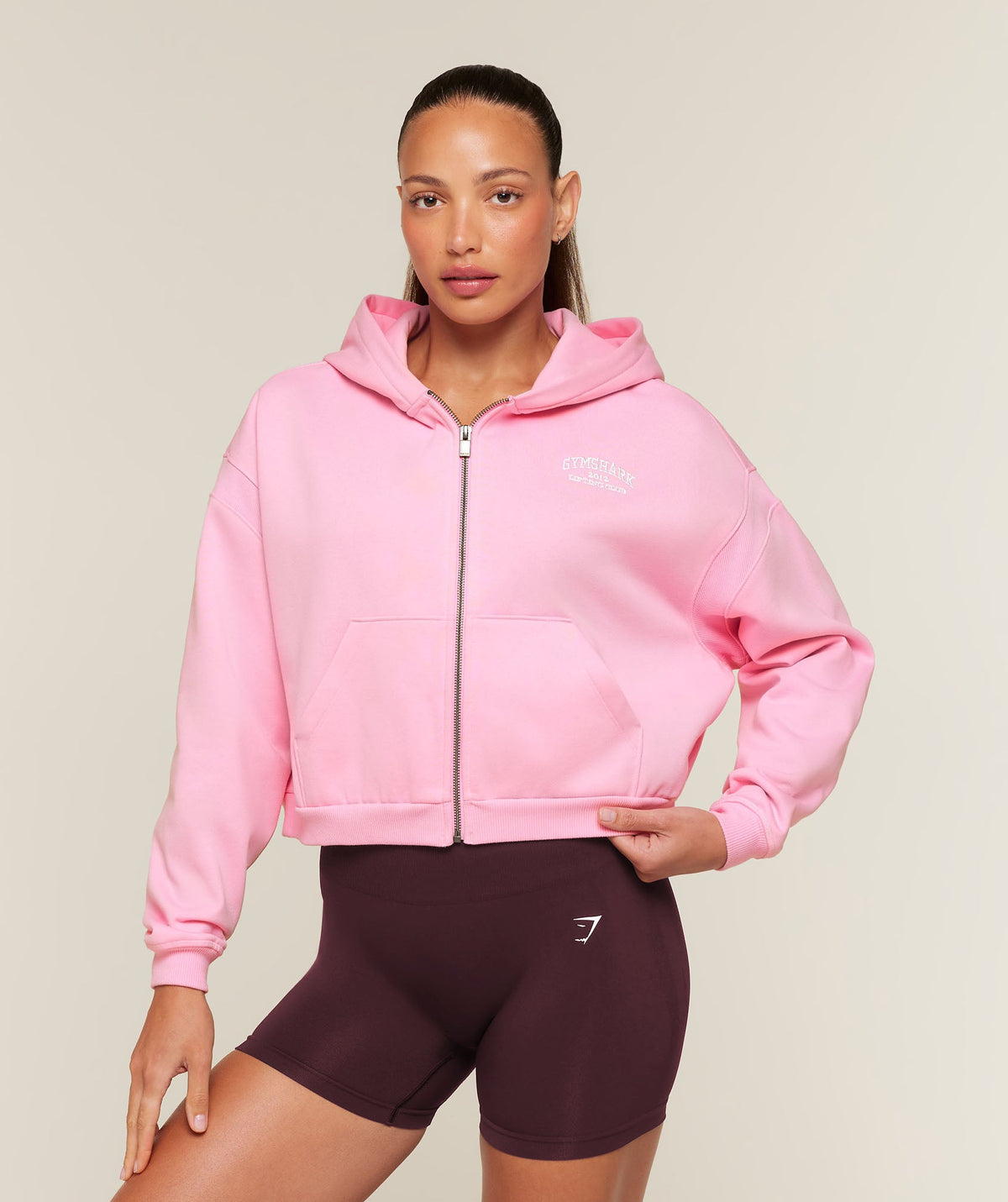 Cosy Luxe Campus Full Zip Hoodie - Poise Pink ;)