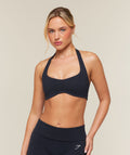 CottonMove Halterneck Sports Bra - Deep Blue Marl