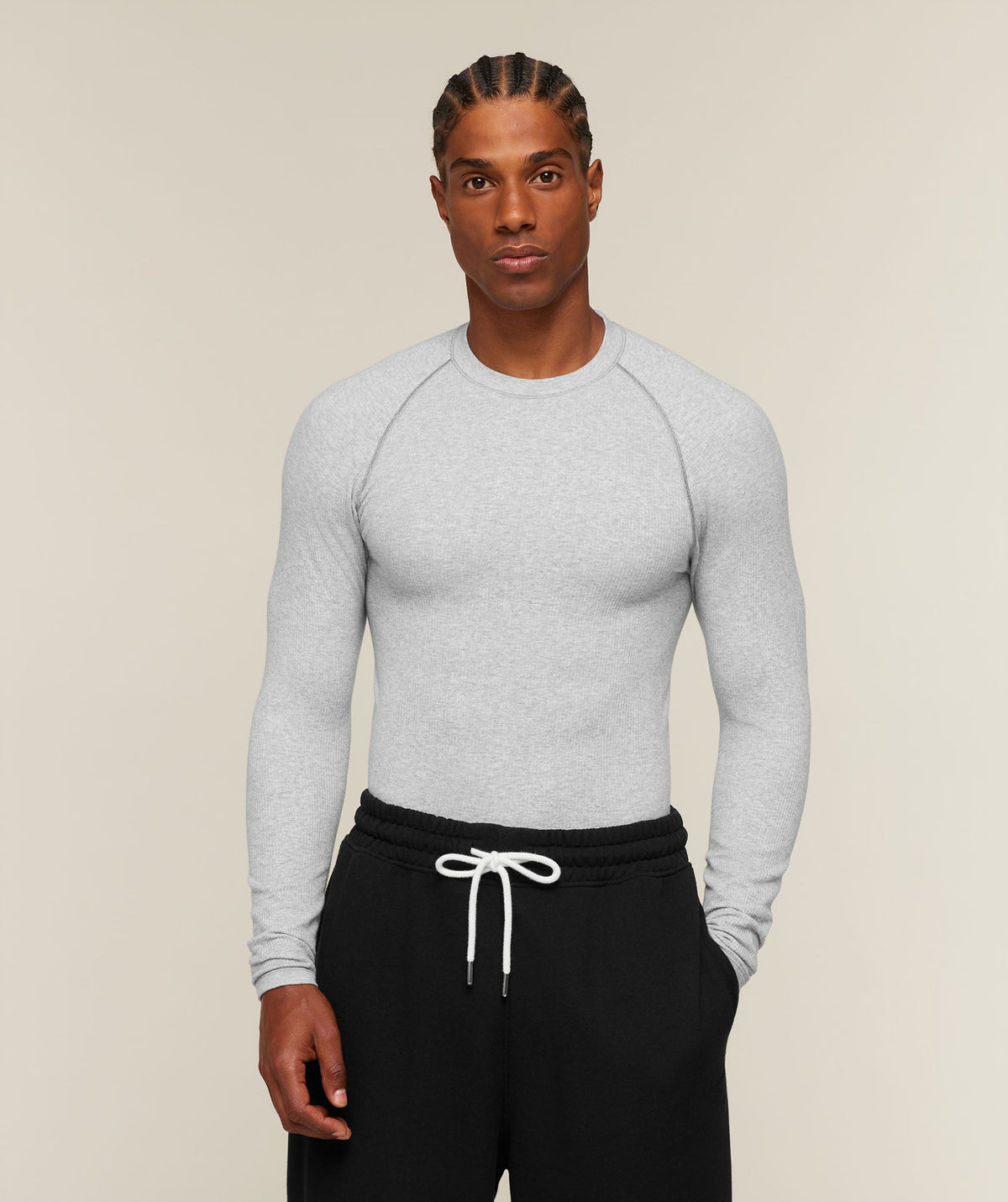 Cotton Seamless Long Sleeve T-Shirt - Soft Grey Marl ;)
