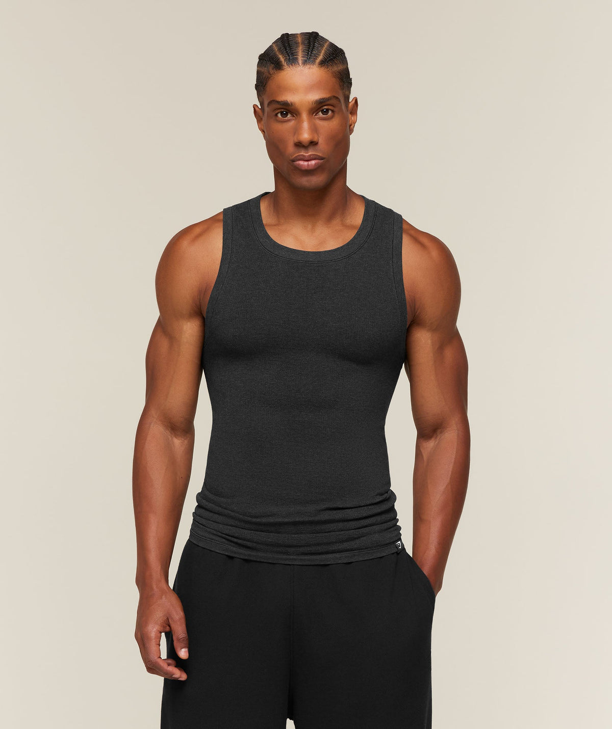 Cotton Seamless Sleeveless Top - Black Marl ;)
