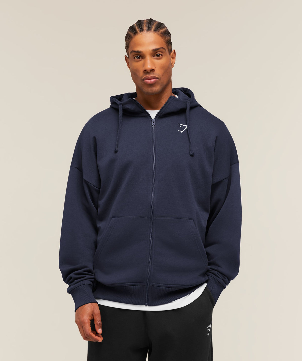Crest Oversized Zip Up Hoodie - Heavy Blue ;)