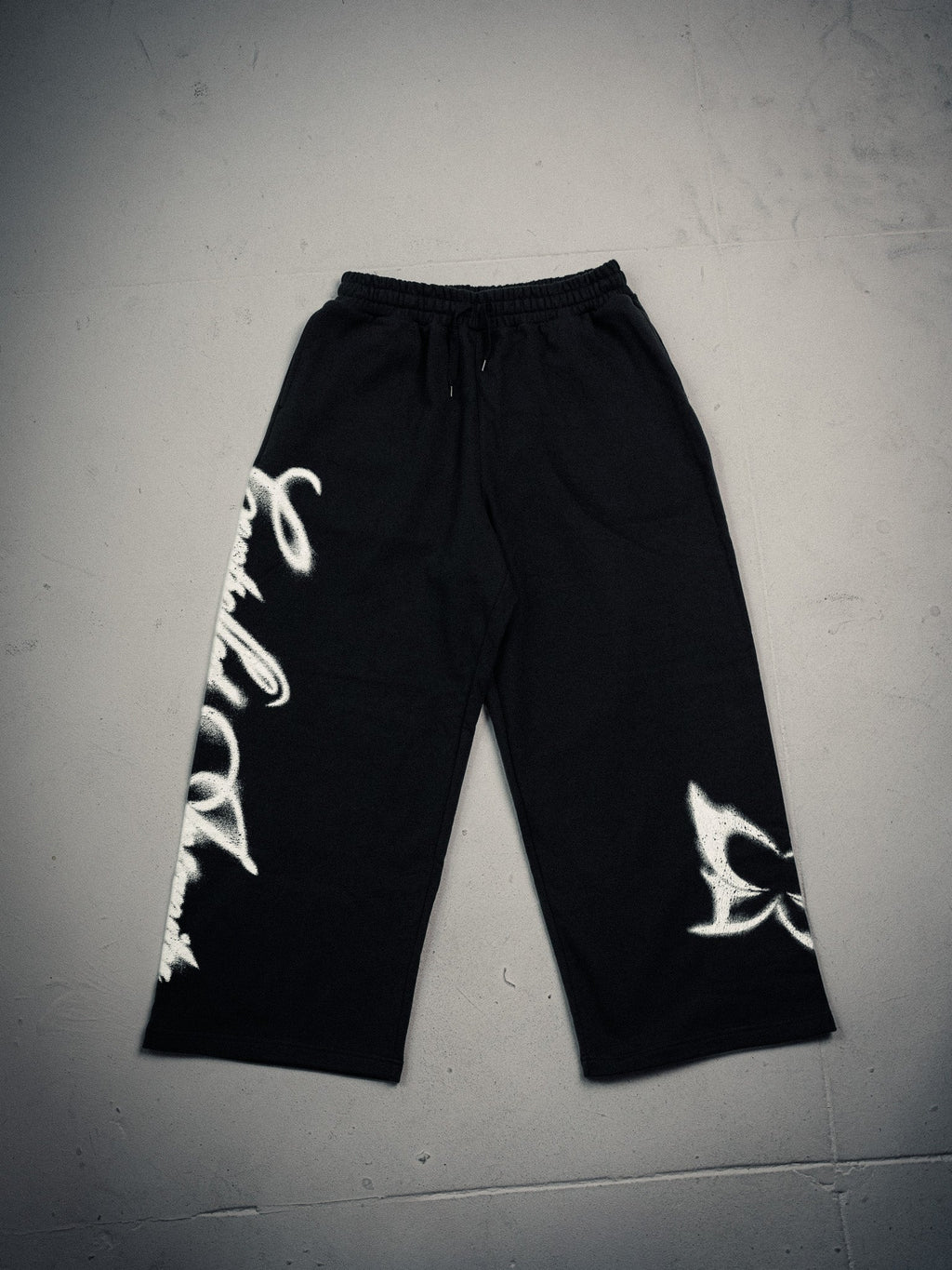 NY Wide Leg Sweats Butterfly Black white