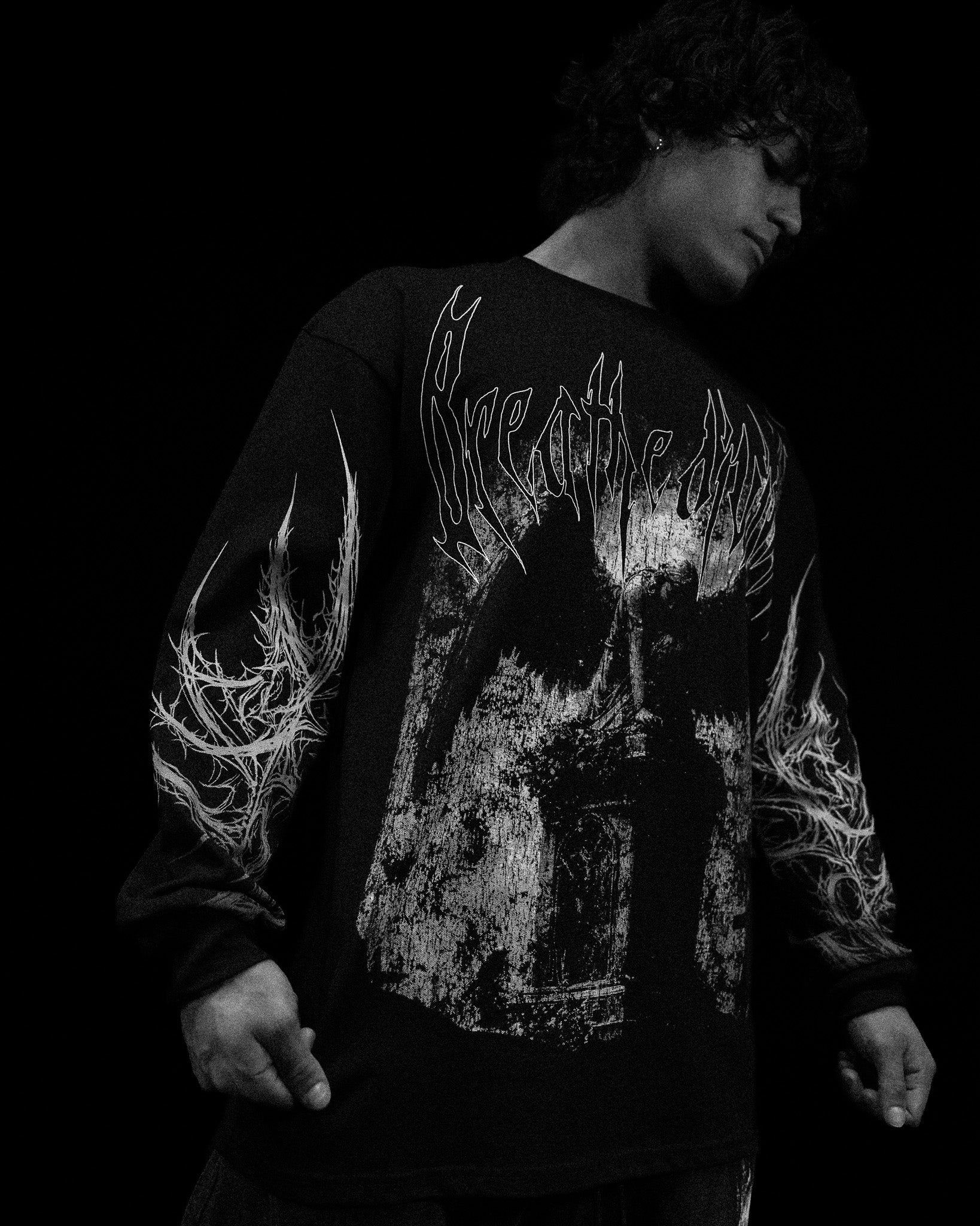 Death Portrait Oversized Longsleeve T-shirt [VOID BLACK]