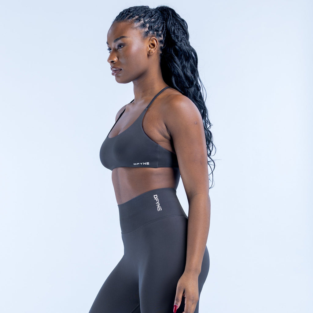 Dynamic Twist Back Bra Charcoal