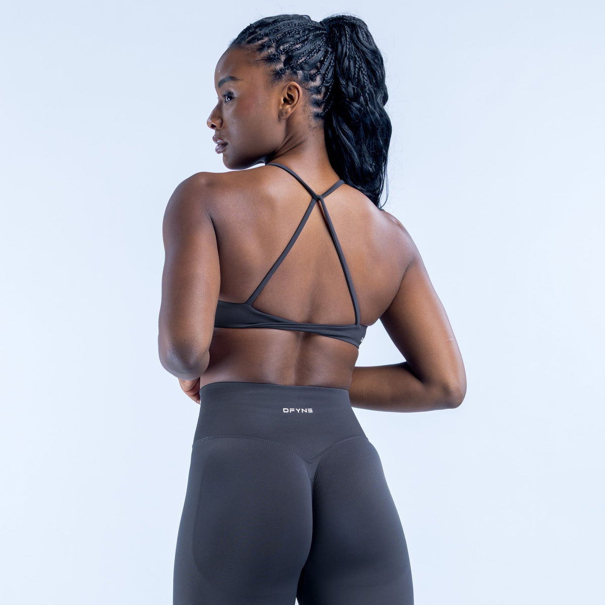 Dynamic Twist Back Bra Charcoal