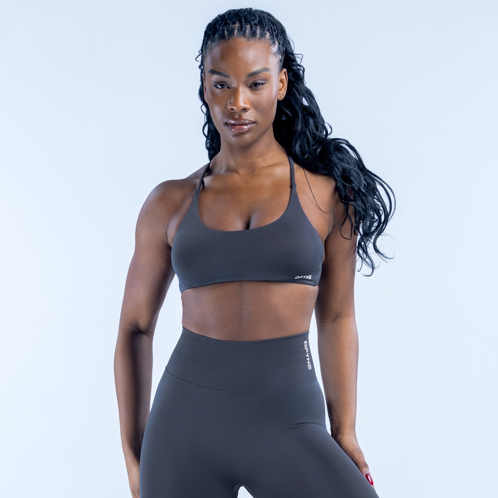 Dynamic Twist Back Bra Charcoal