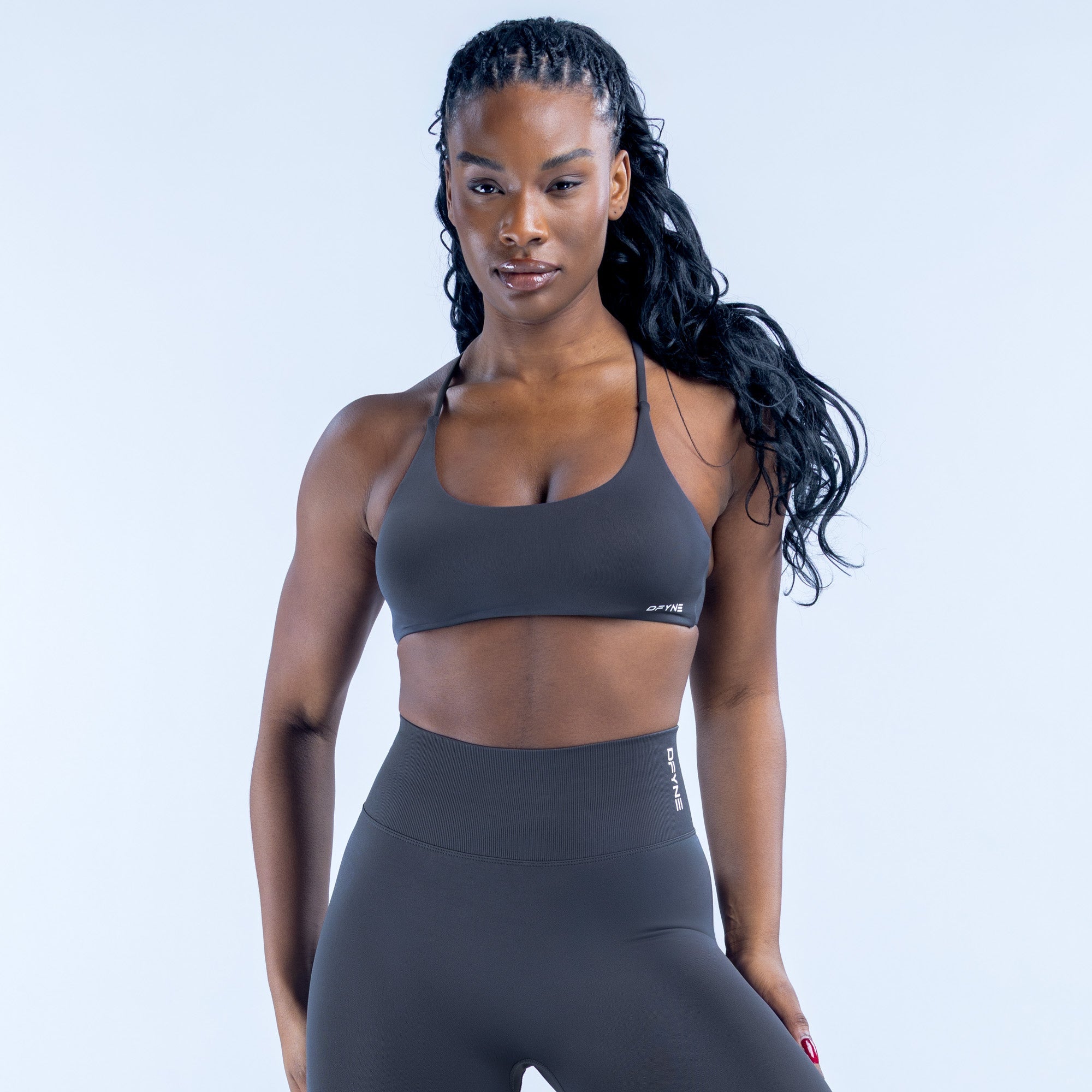 Dynamic Twist Back Bra Charcoal