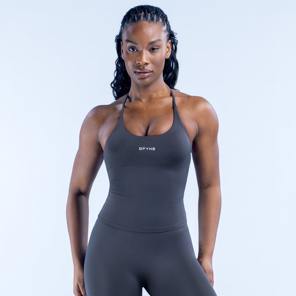 Dynamic Twist Back Top Charcoal