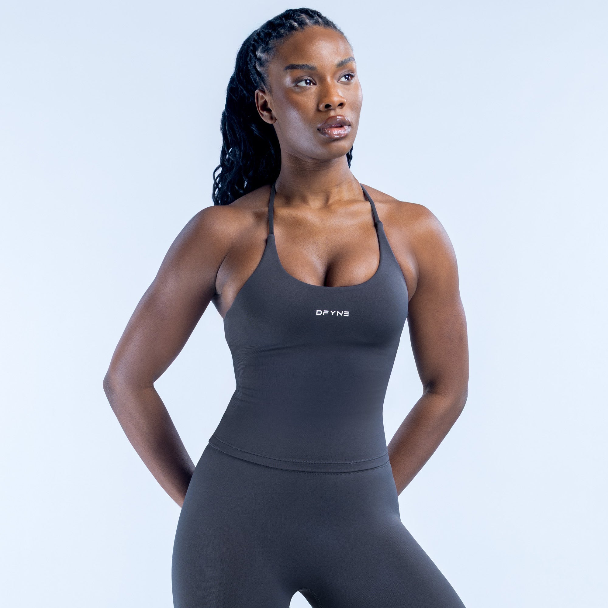 Dynamic Twist Back Top Charcoal