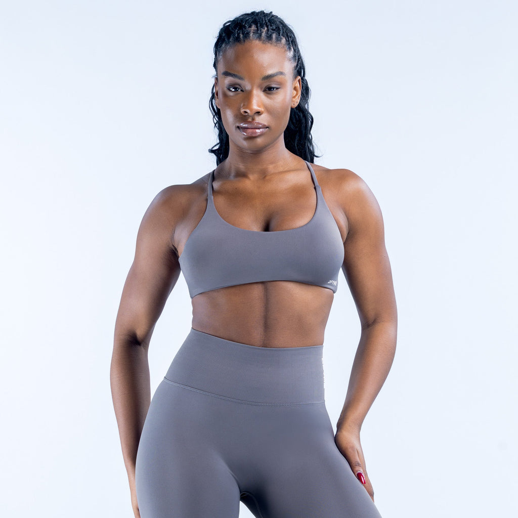 Dynamic Twist Back Bra Dark Stone Grey