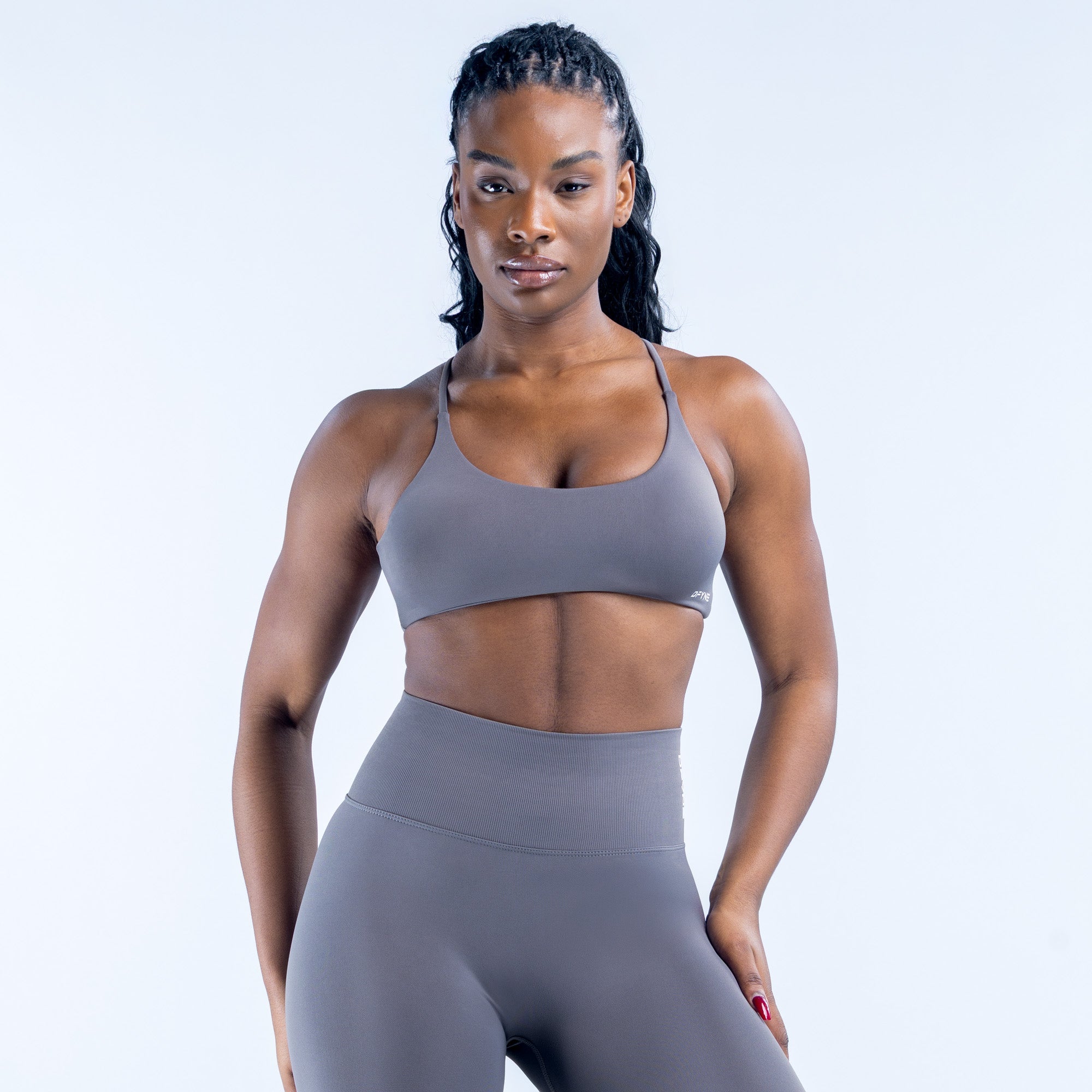 Dynamic Twist Back Bra Dark Stone Grey