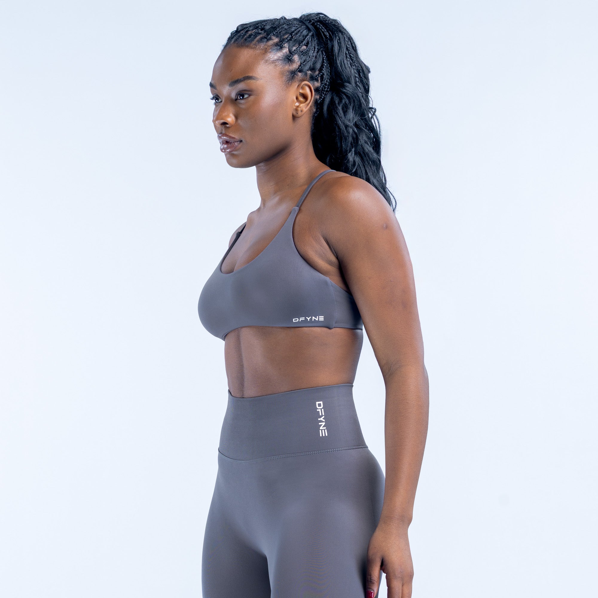 Dynamic Twist Back Bra Dark Stone Grey