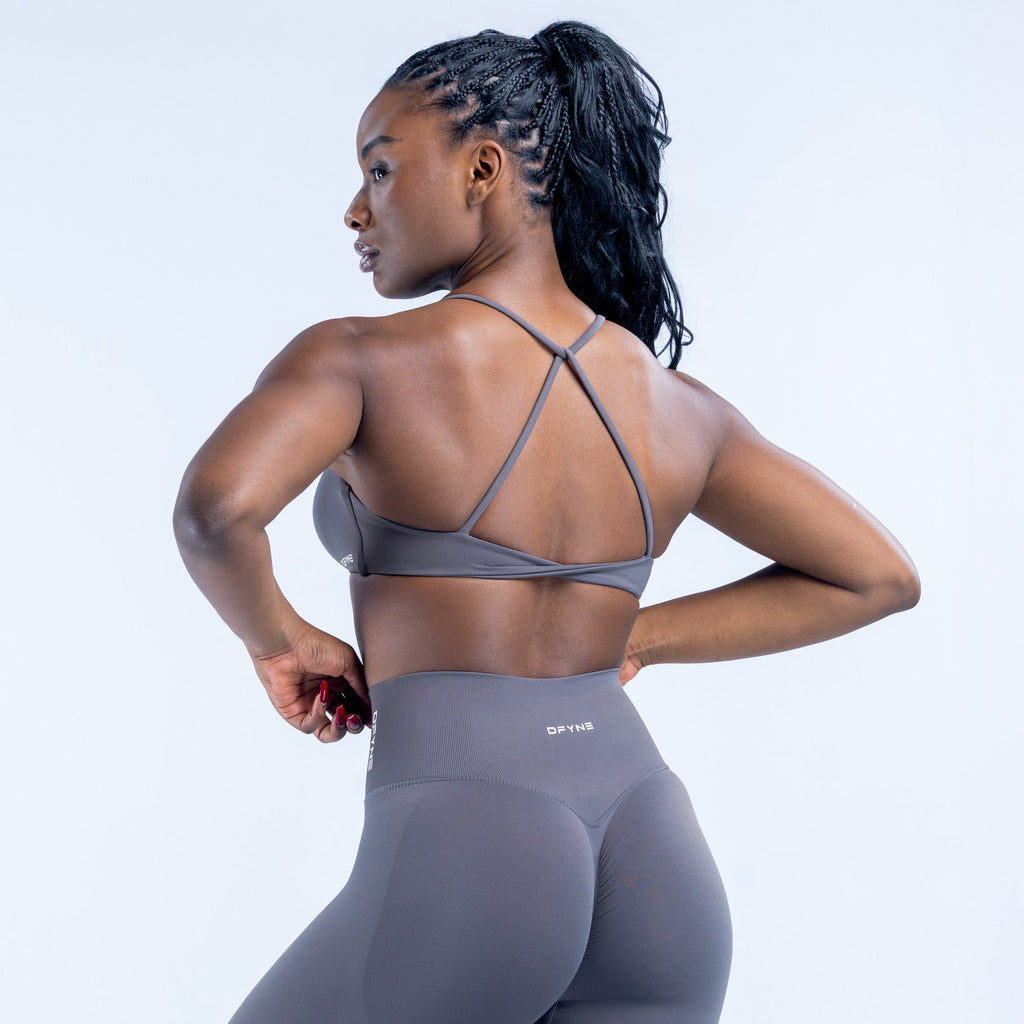 Dynamic Twist Back Bra Dark Stone Grey
