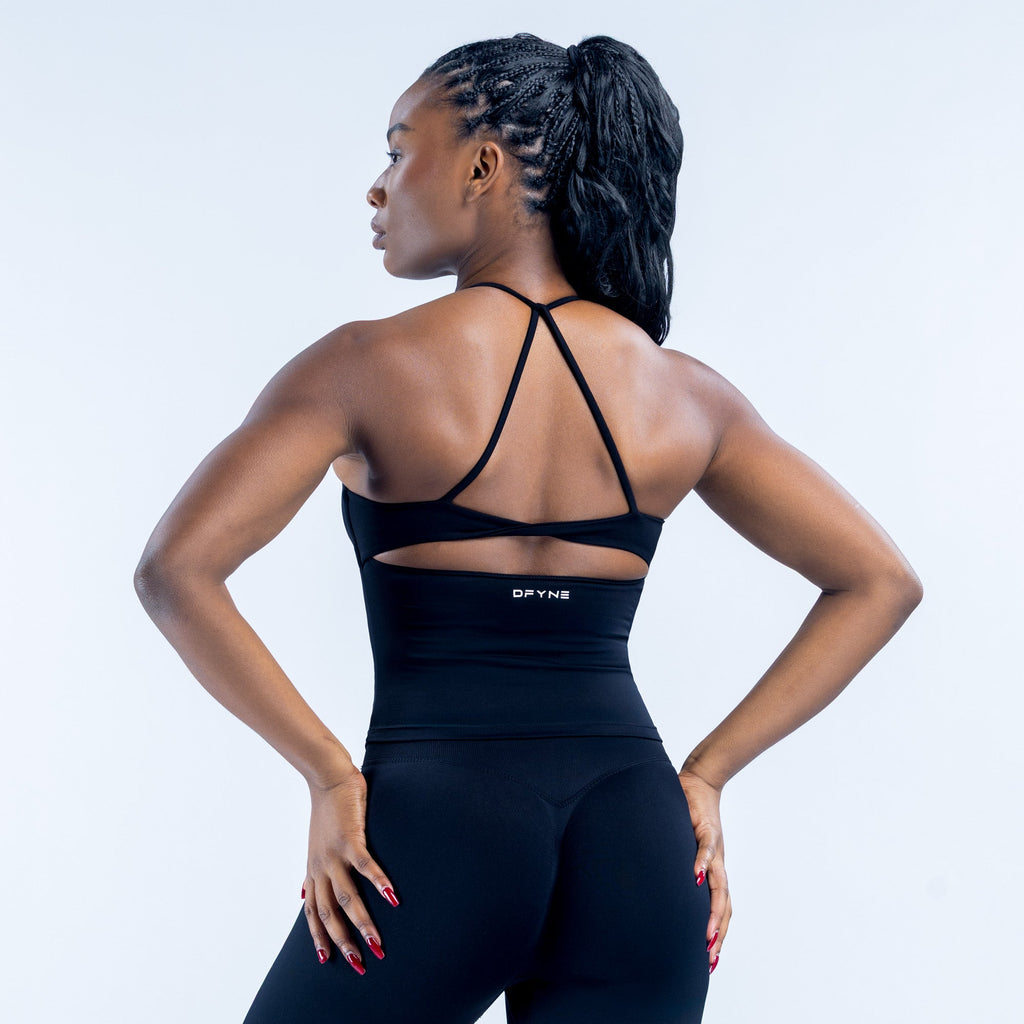 Dynamic Twist Back Top Midnight Black