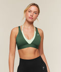 Double Layer Medium Support Sports Bra - Earth Green/Sprint Green ;)