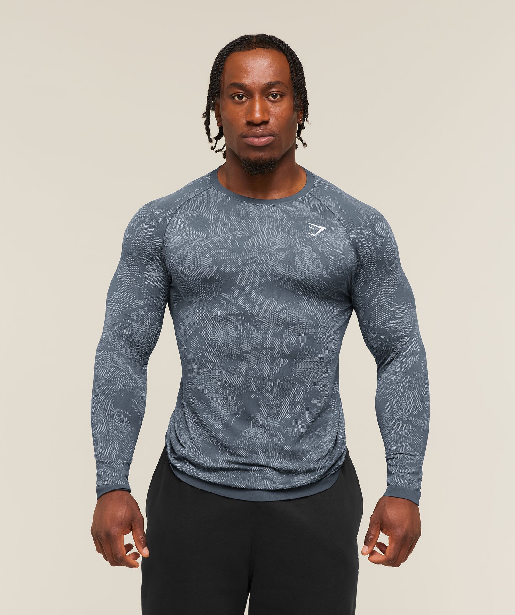 Geo Seamless Long Sleeve T-Shirt - Shadow Blue/Tranquil Blue ;)