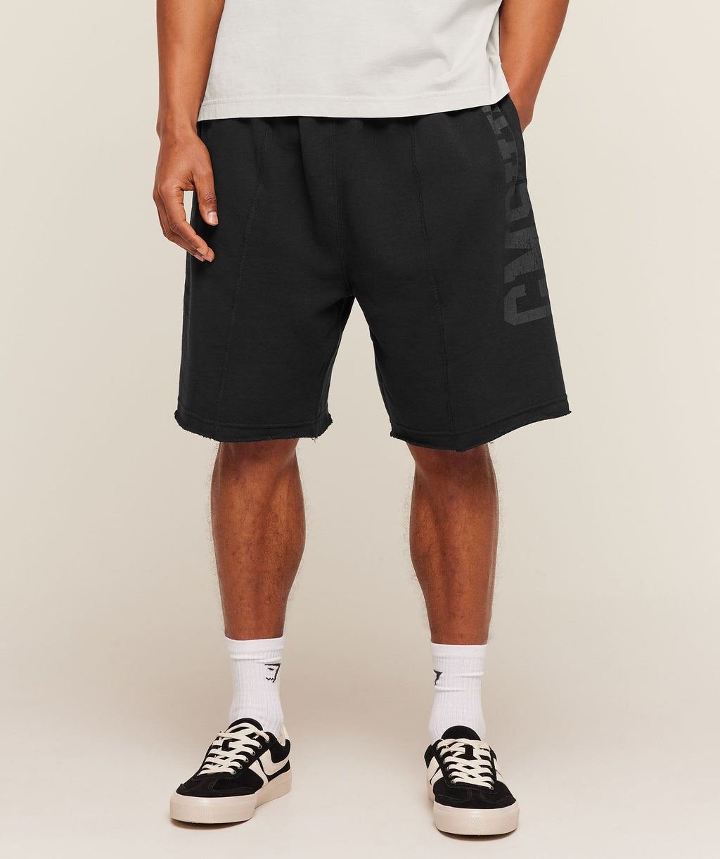 Accent Graphic Sweat Shorts - Black