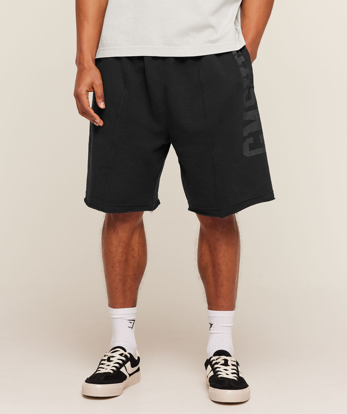 Accent Graphic Sweat Shorts - Black