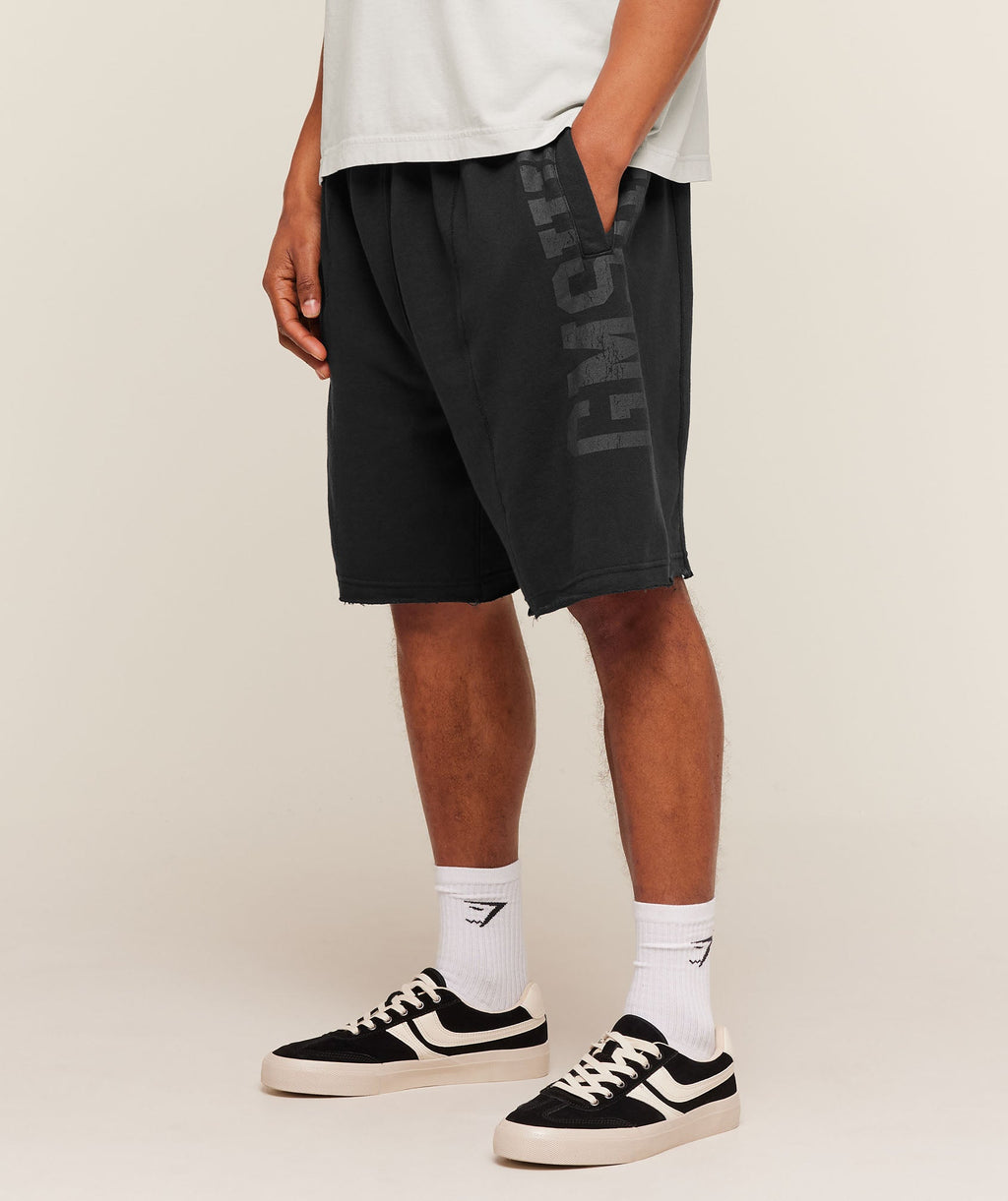 Accent Graphic Sweat Shorts - Black