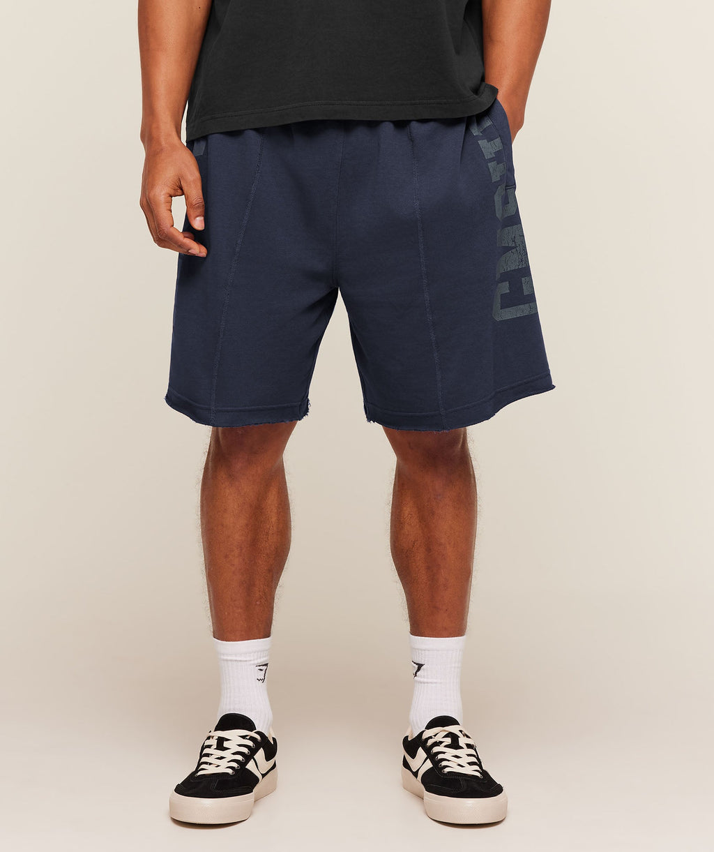 Accent Graphic Sweat Shorts - Heavy Blue