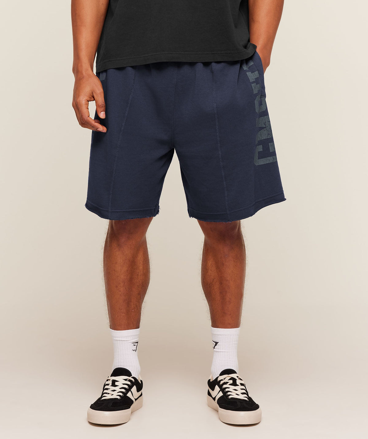 Accent Graphic Sweat Shorts - Heavy Blue