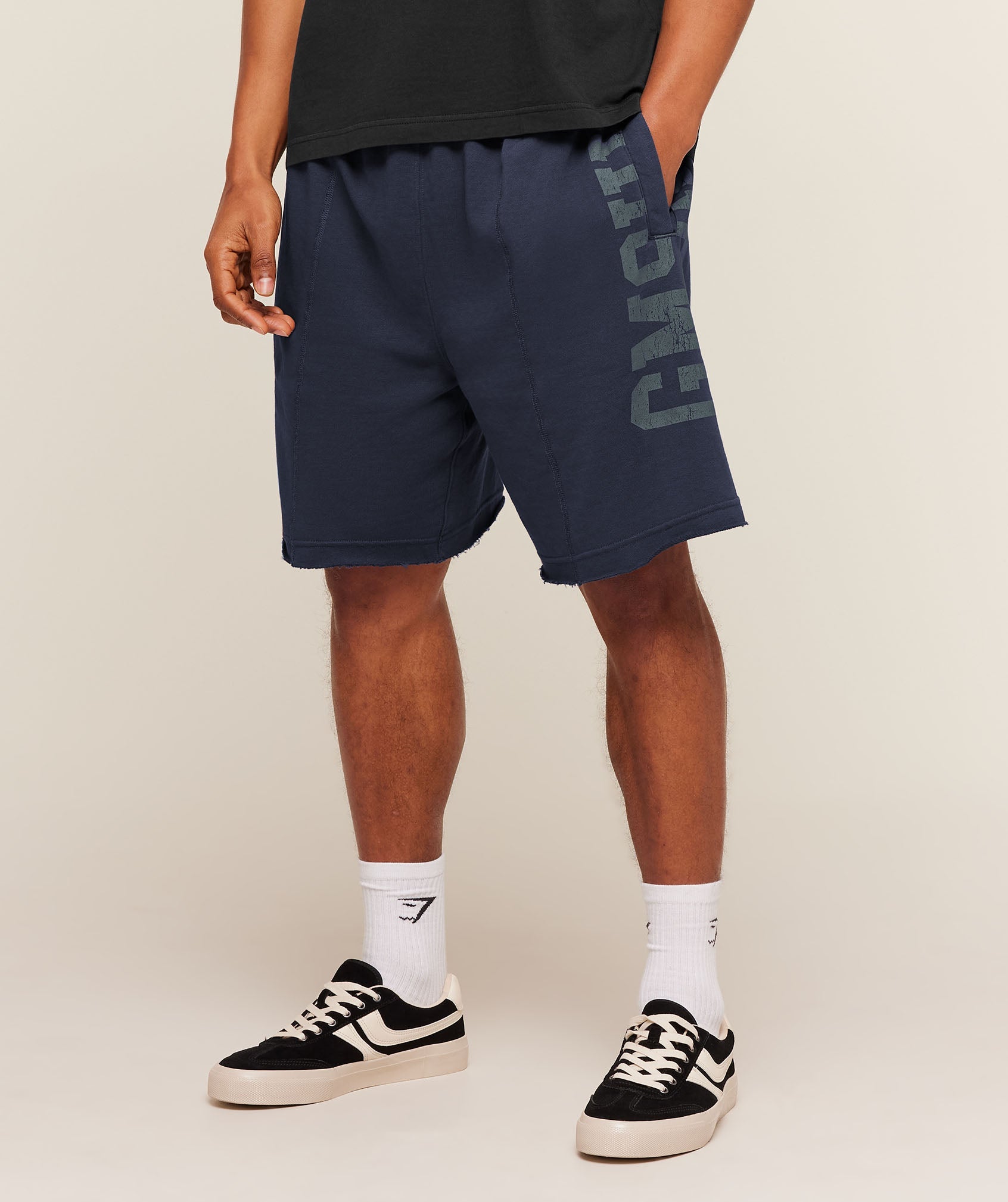 Accent Graphic Sweat Shorts - Heavy Blue