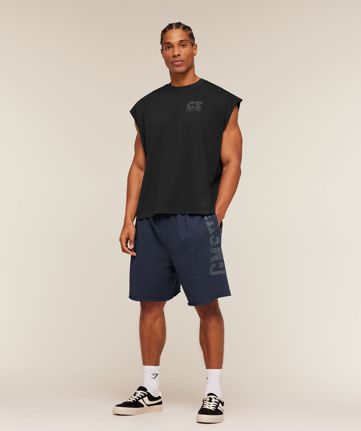 Accent Graphic Sweat Shorts - Heavy Blue