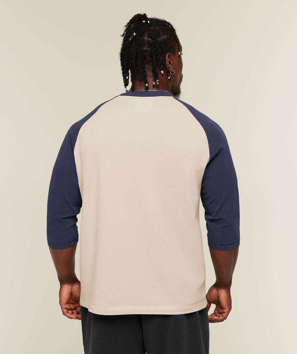Gymshark x Sam Sulek Raglan Top - Chalk Beige/Heavy Blue/Wash ;)