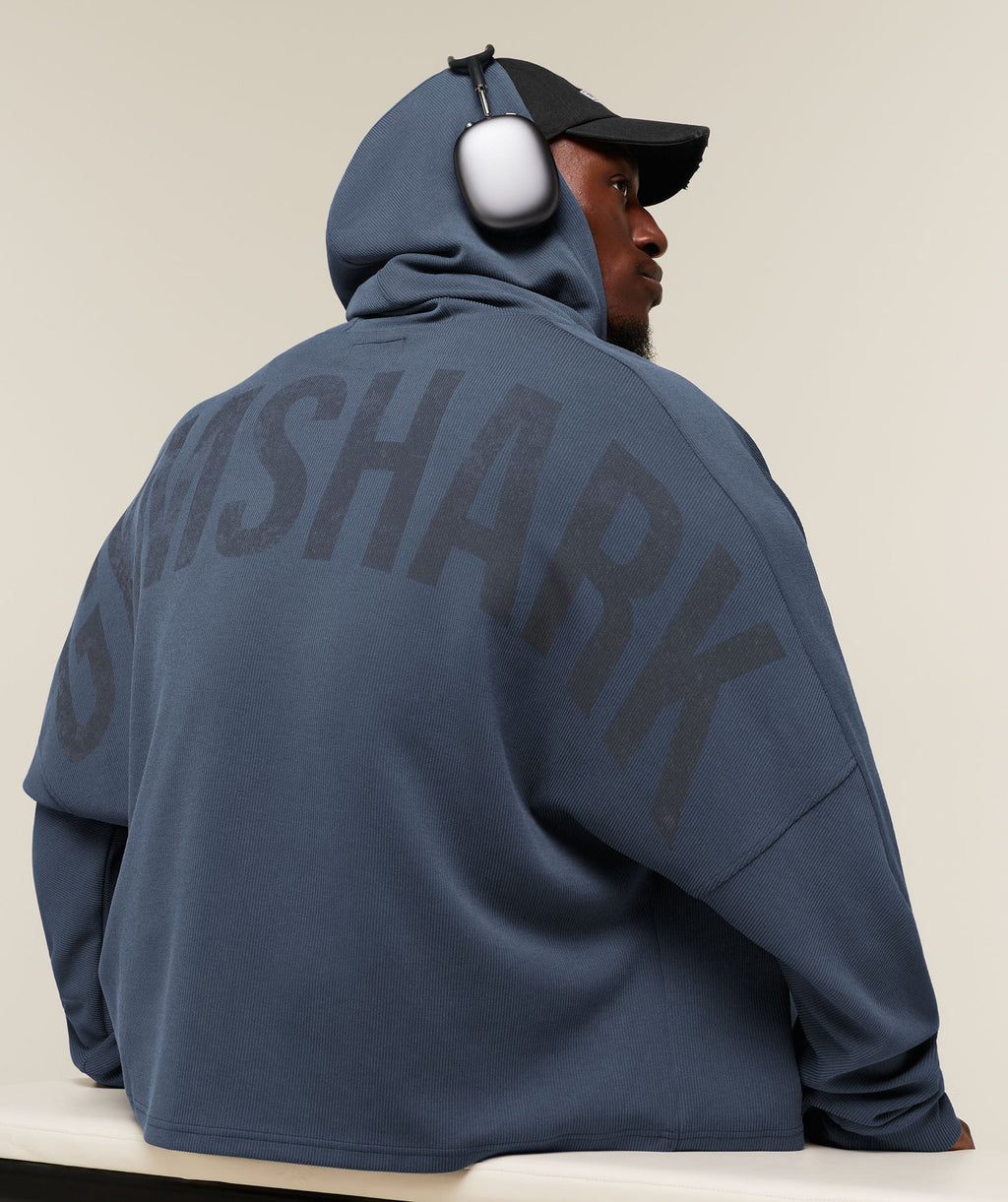 Gymshark x Sam Sulek Zip Through Hoodie - Shadow Blue ;)