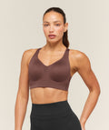 High Support V-Neck Sports Bra - Espresso Brown