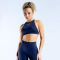 Dynamic High Neck Backless Sports Bra Navy