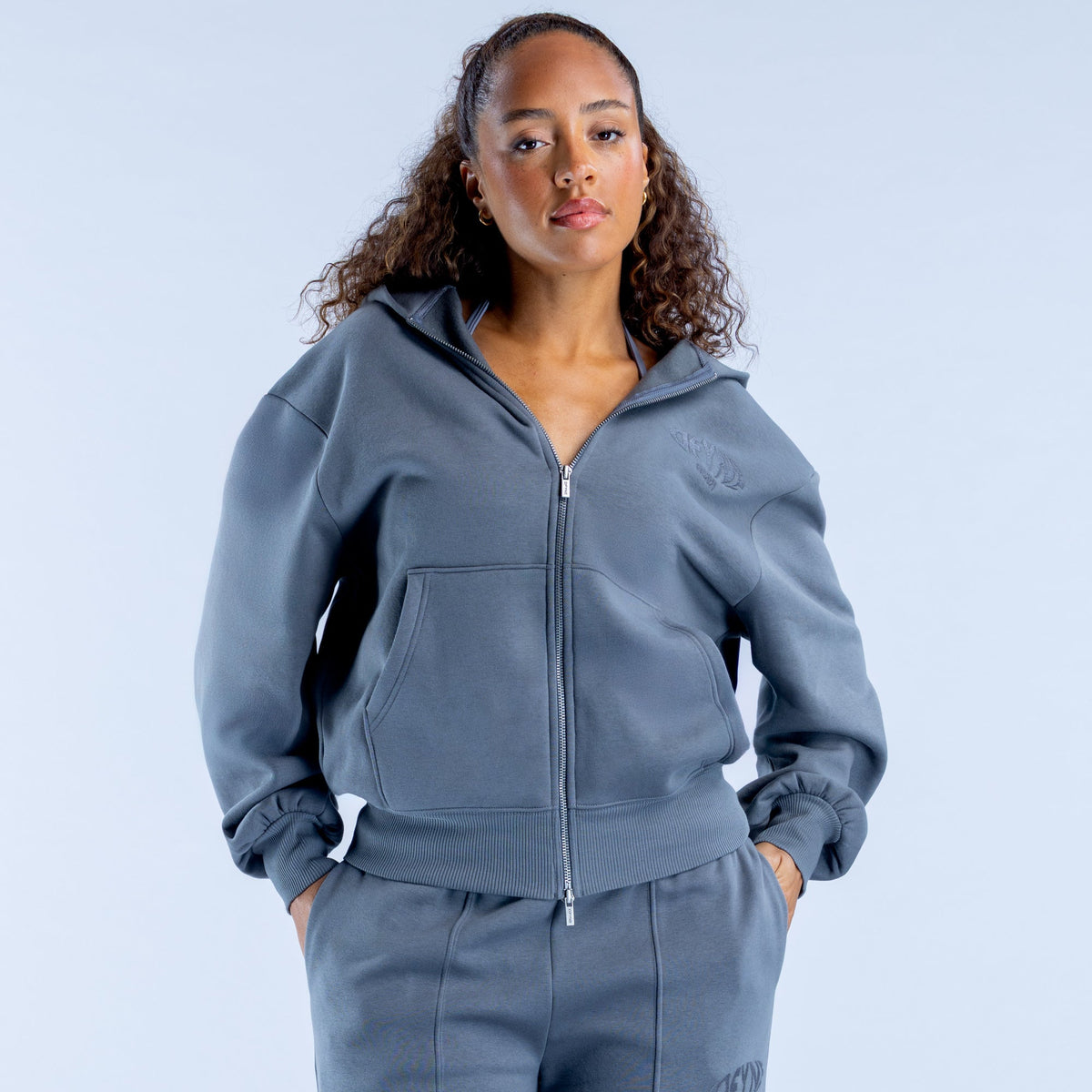 Revive Graphic Zip Hoodie Pebble Grey