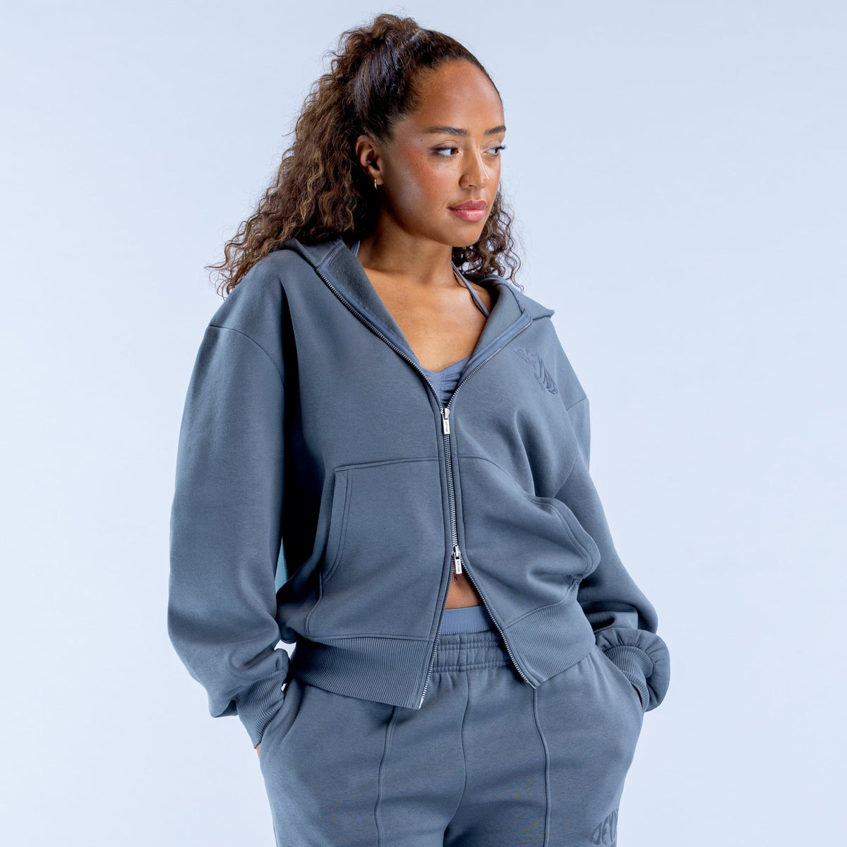 Revive Graphic Zip Hoodie Pebble Grey