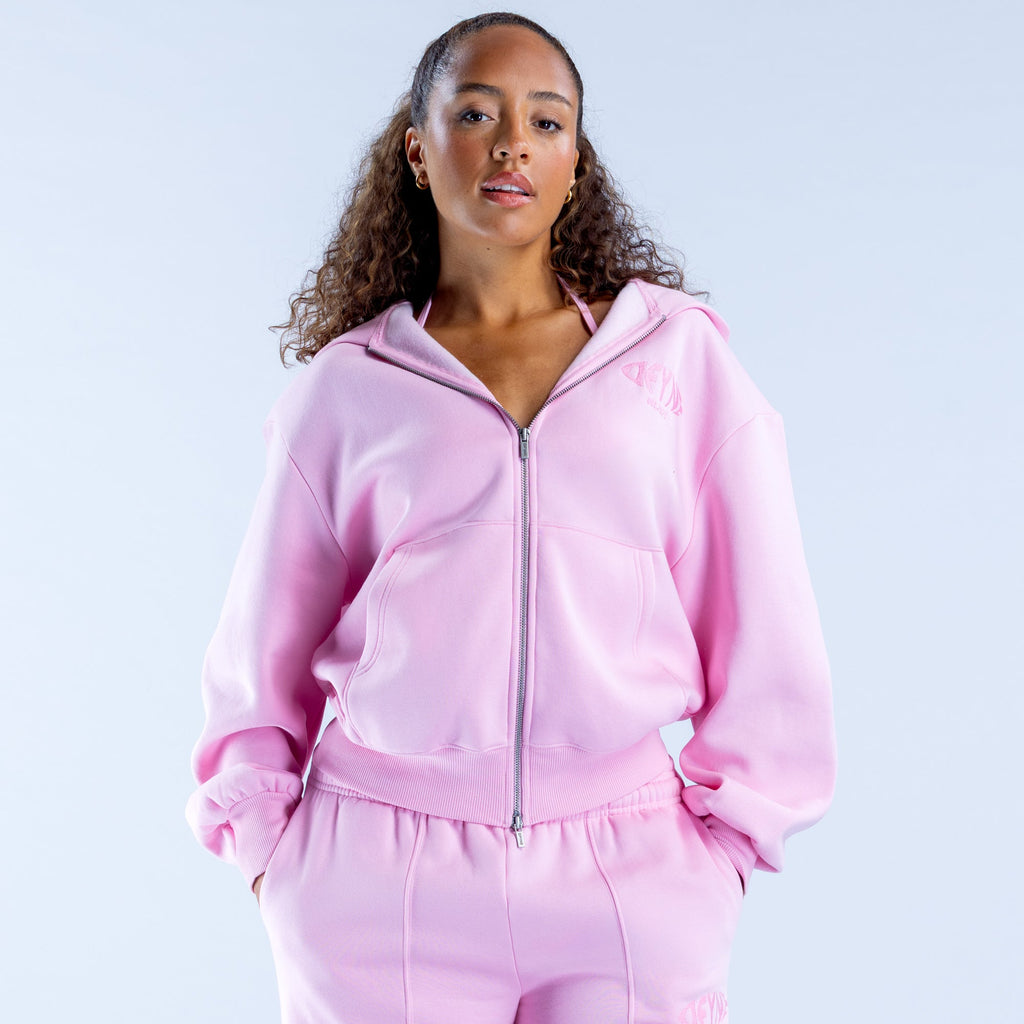 Revive Graphic Zip Hoodie Light Rose Pink