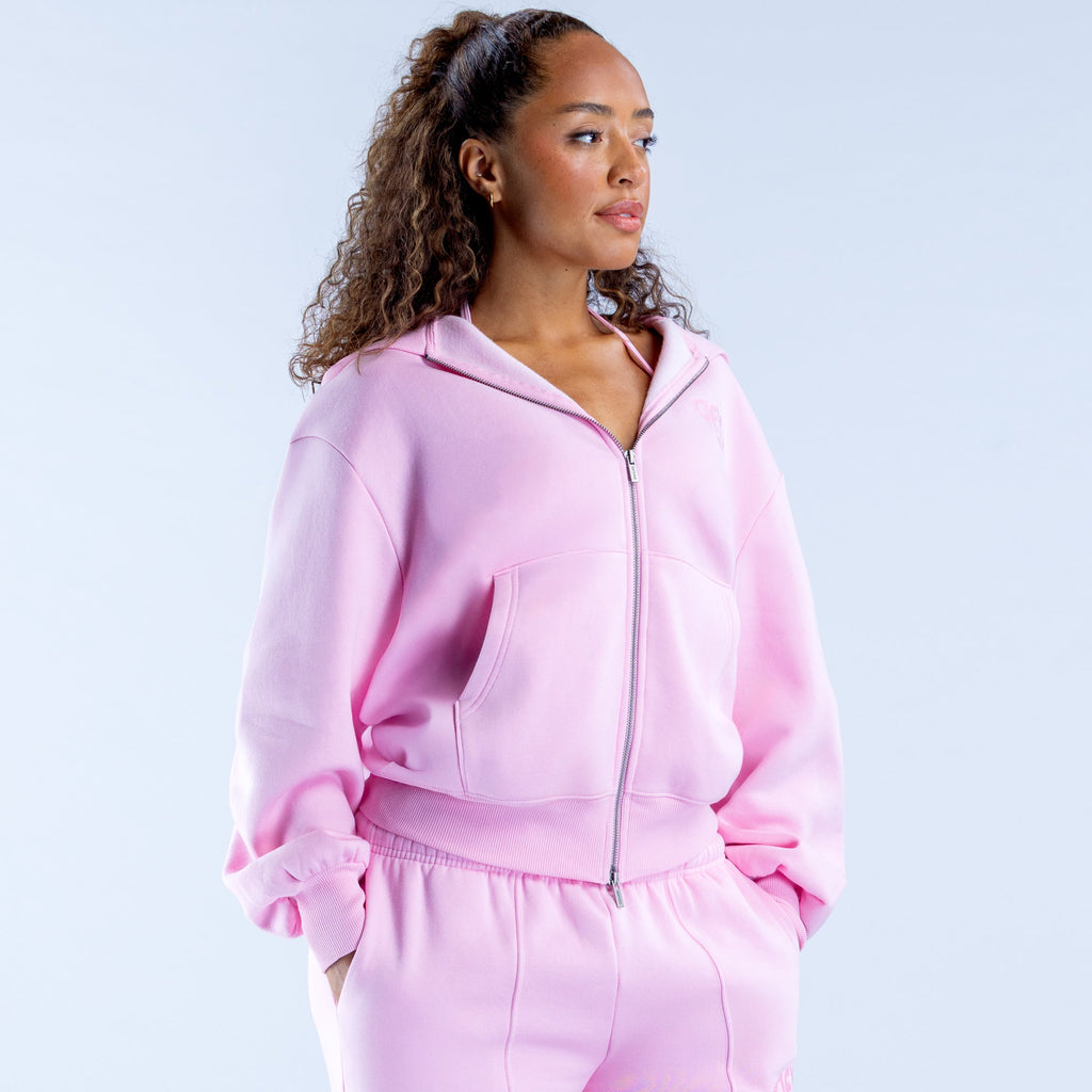 Revive Graphic Zip Hoodie Light Rose Pink