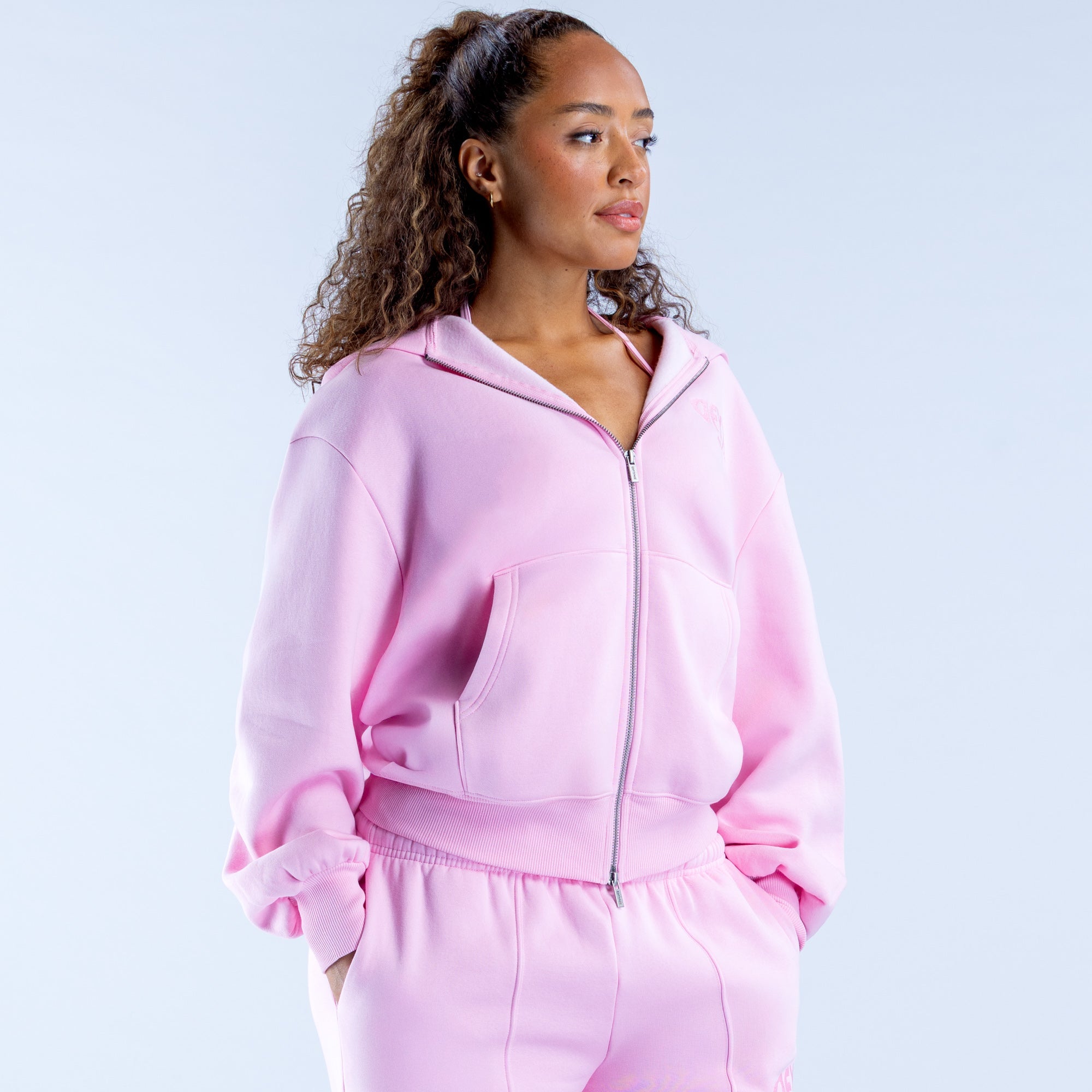 Revive Graphic Zip Hoodie Light Rose Pink
