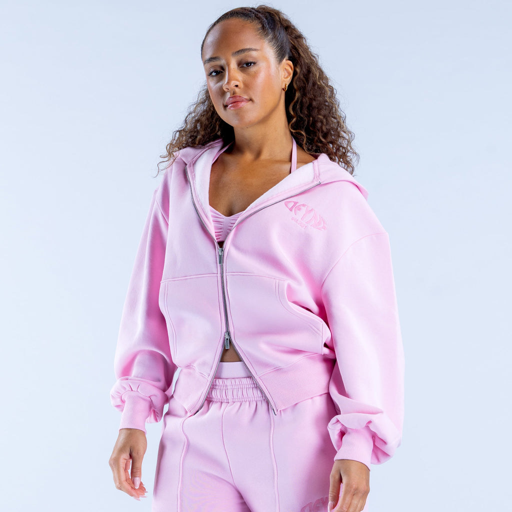 Revive Graphic Zip Hoodie Light Rose Pink