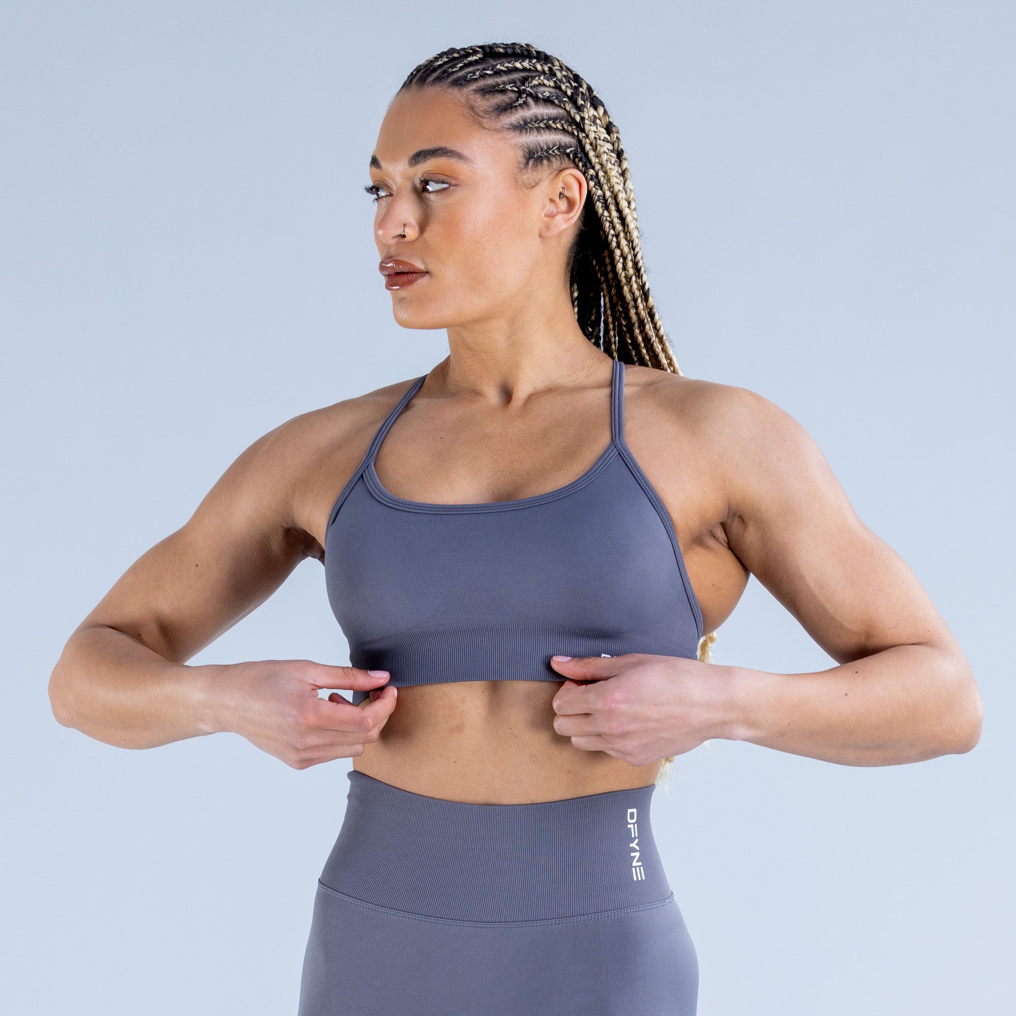 Dynamic Backless Sports Bra Dark Stone Grey