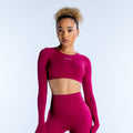 Dynamic Long Sleeve Crop Top Berry