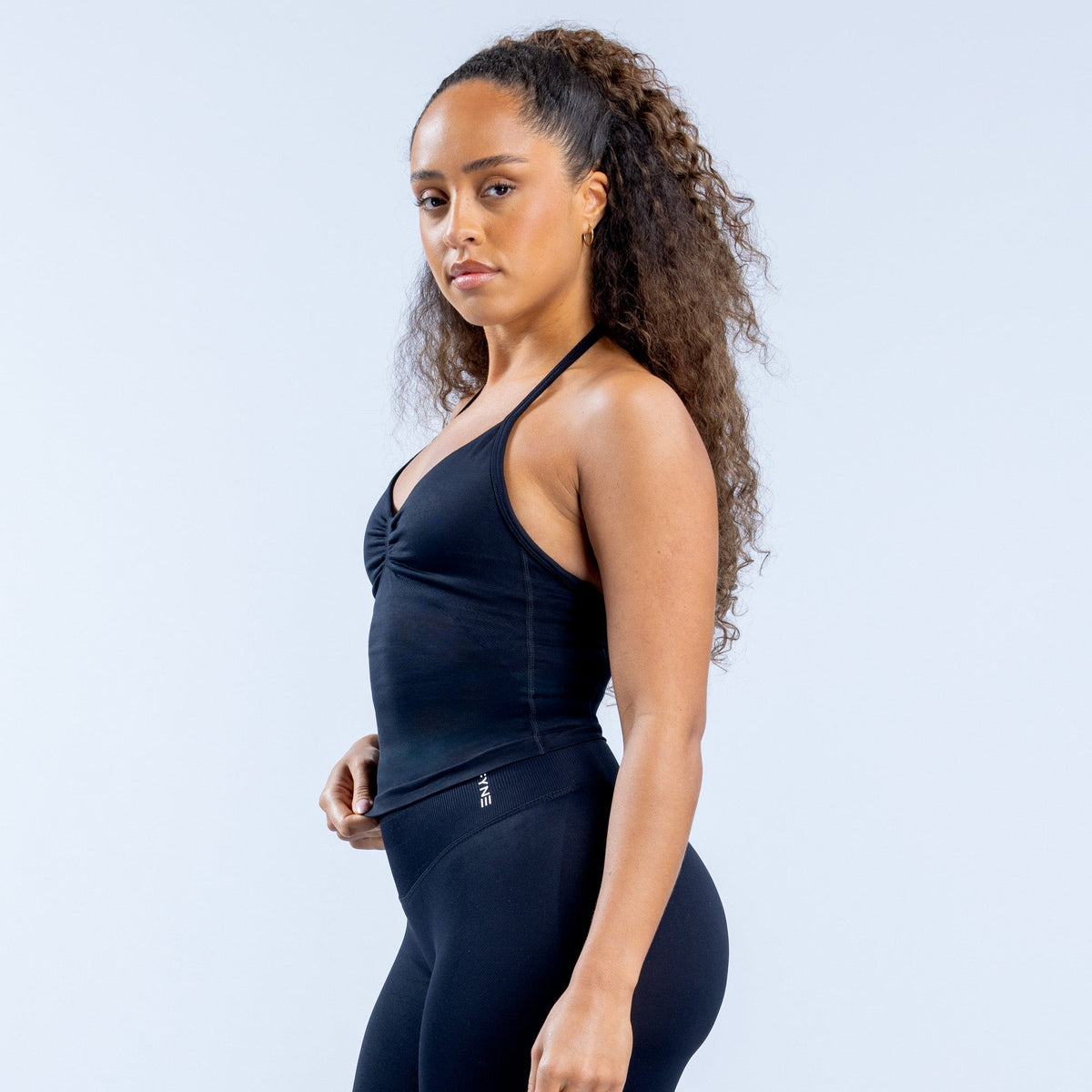Impact Longline Strappy Top Midnight Black