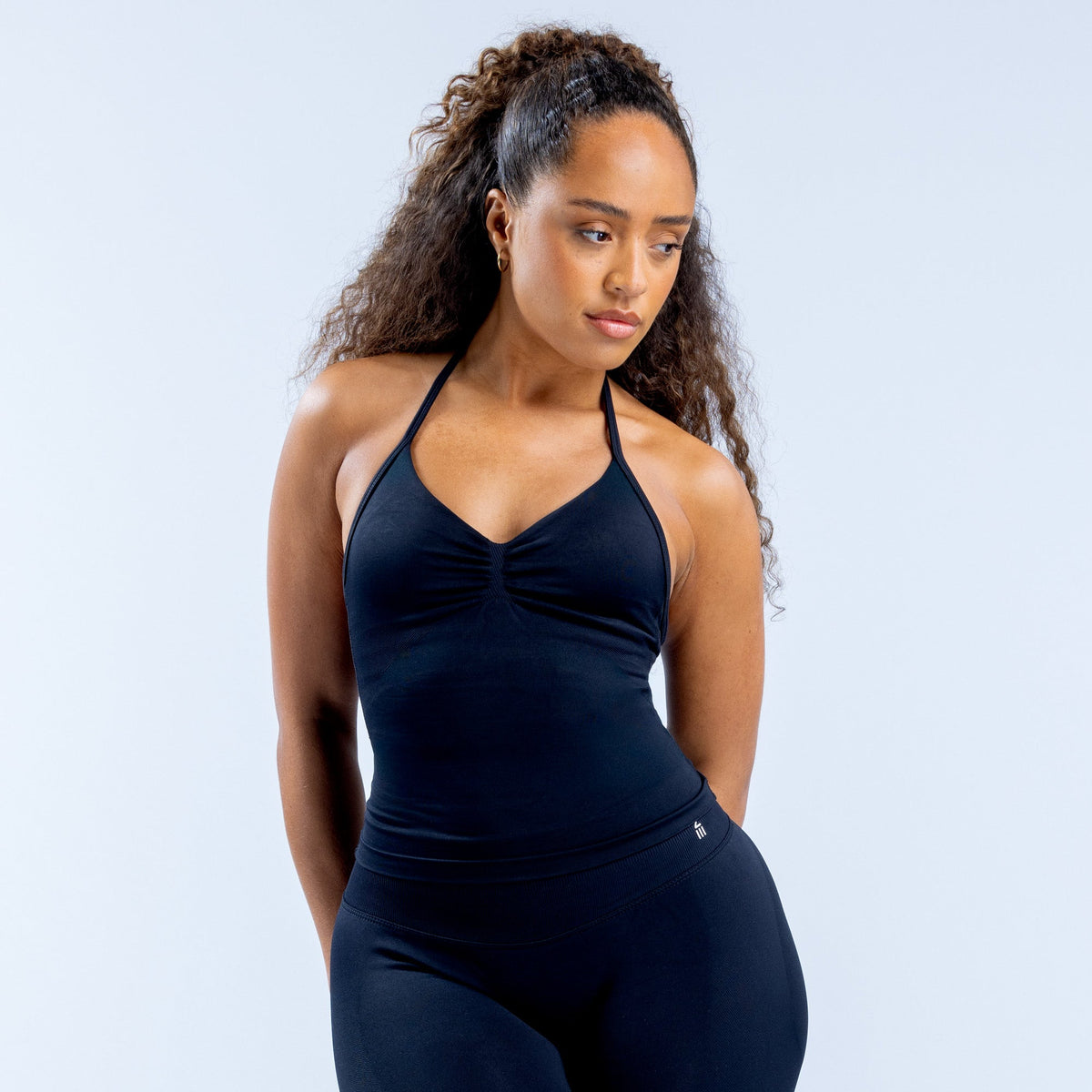 Impact Longline Strappy Top Midnight Black