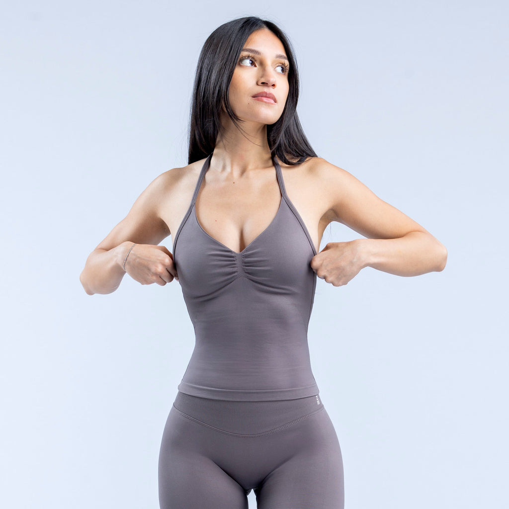 Impact Longline Strappy Top Truffle