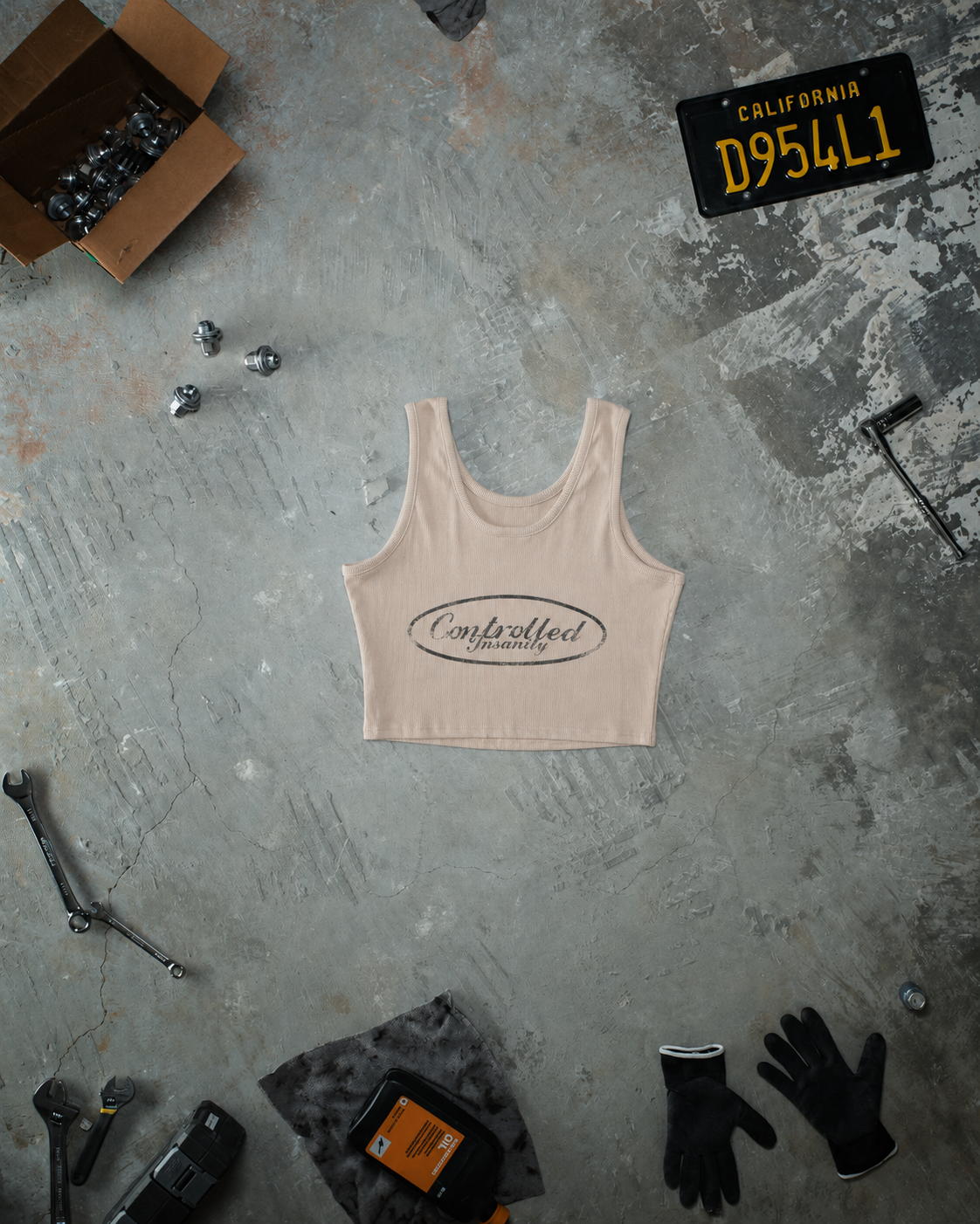 Cropped Chain Tank Creme