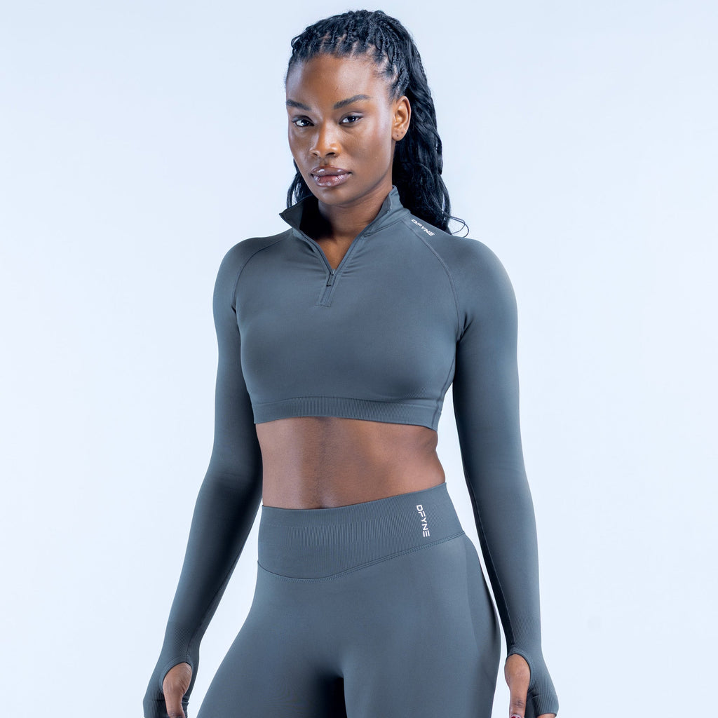 Impact Crop Zippy Slate Grey