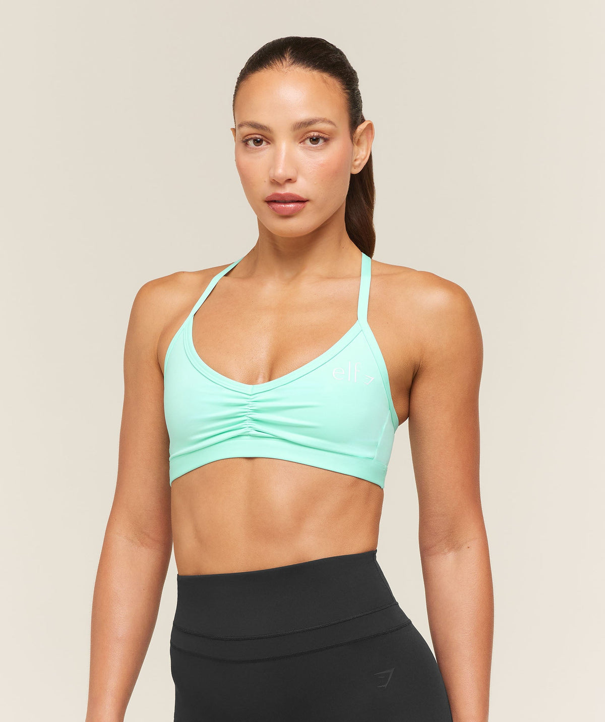 Light Support Ruche Strappy Back Bra - Pop Turquoise