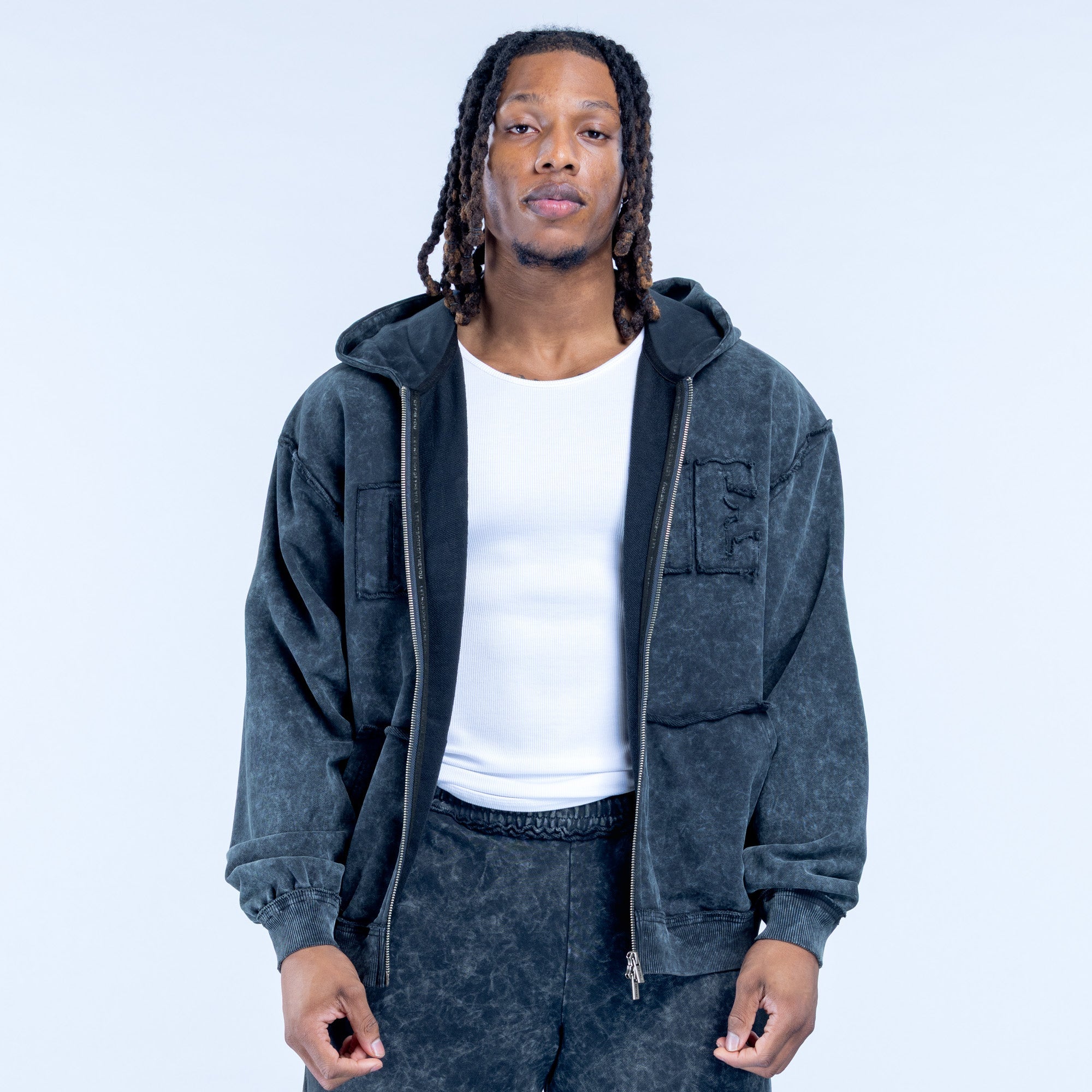 Recharge Washed Zip Hoodie Midnight Black