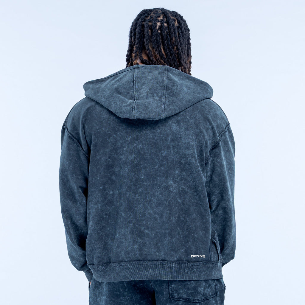 Recharge Washed Zip Hoodie Midnight Black