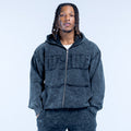 Recharge Washed Zip Hoodie Midnight Black