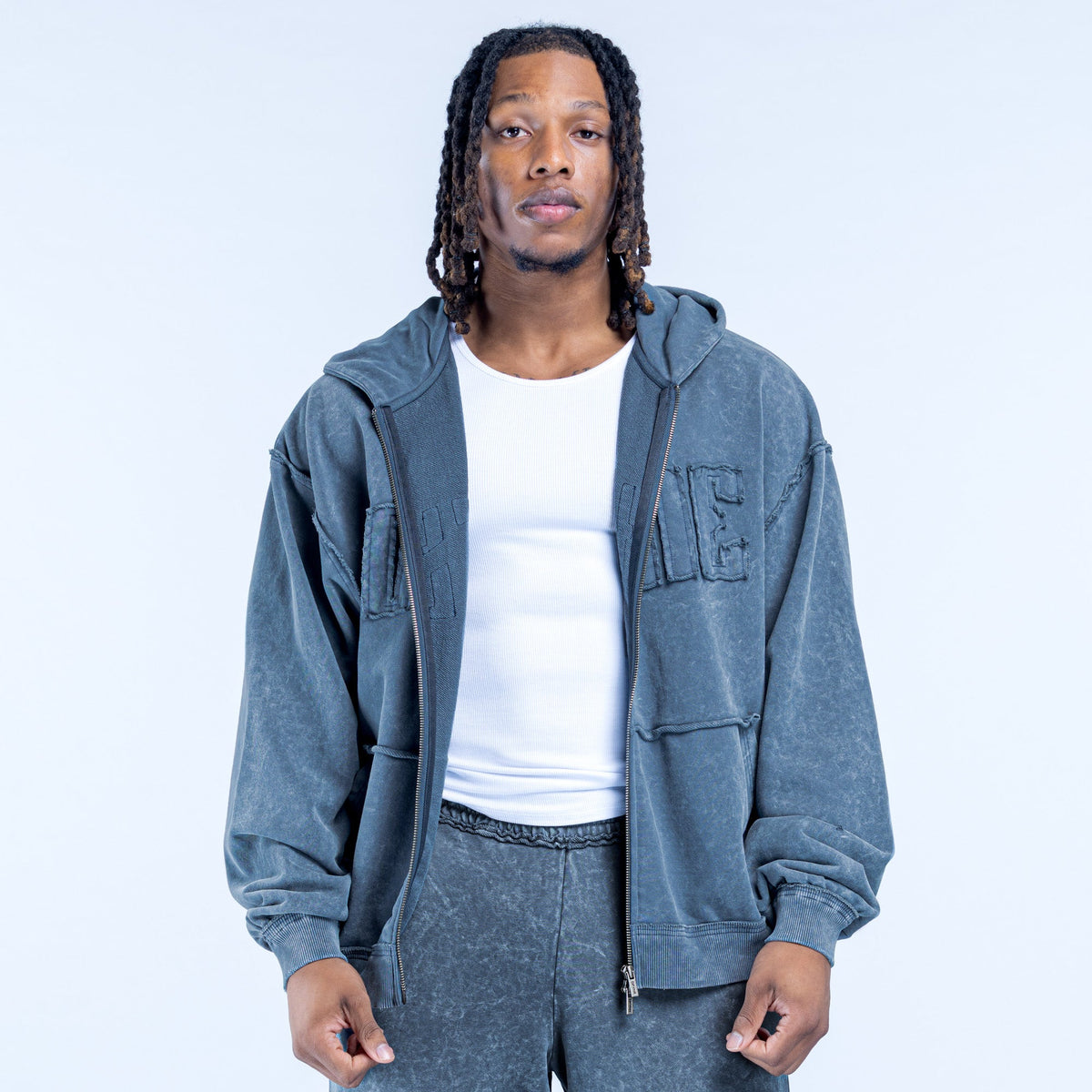 Recharge Washed Zip Hoodie Slate Grey