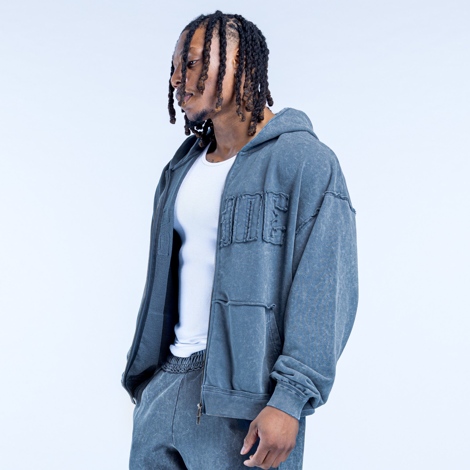 Recharge Washed Zip Hoodie Slate Grey